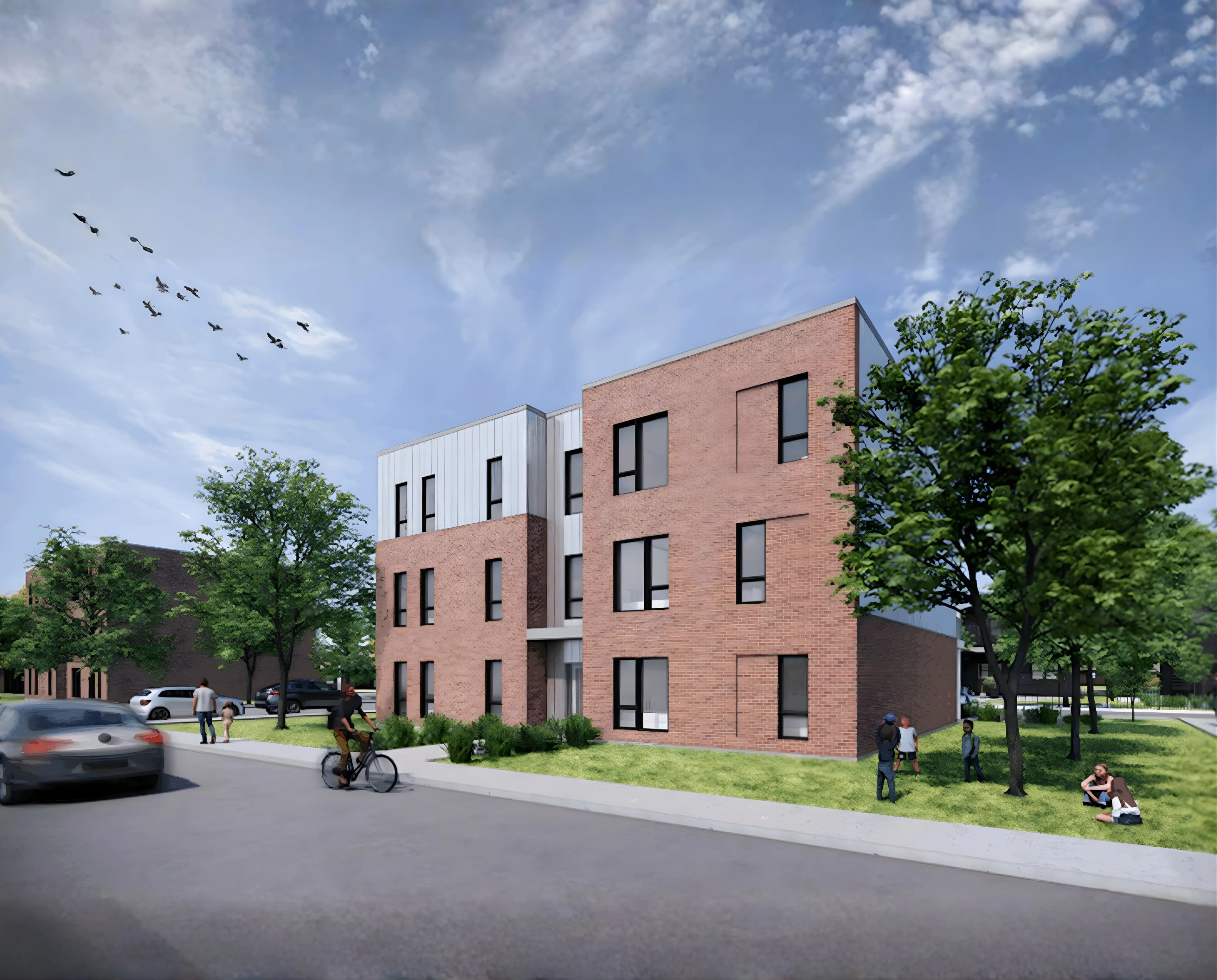 Aerial view of modular housing development addressing Canada housing supply